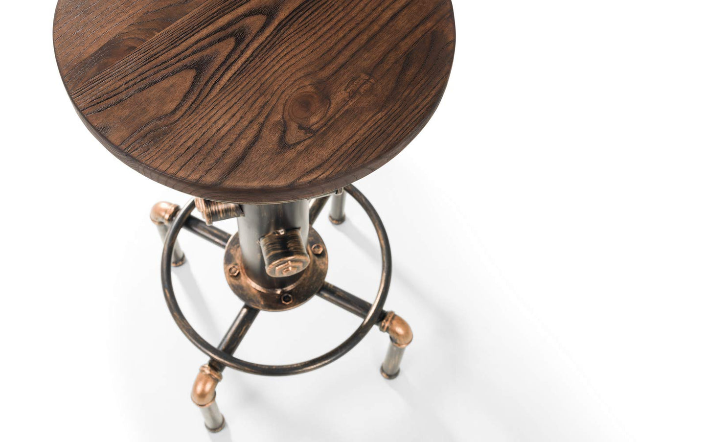 Julian Bowen Rockport Bar Stool, Pipework, Solid Wood - H75 x W42 x D42cm