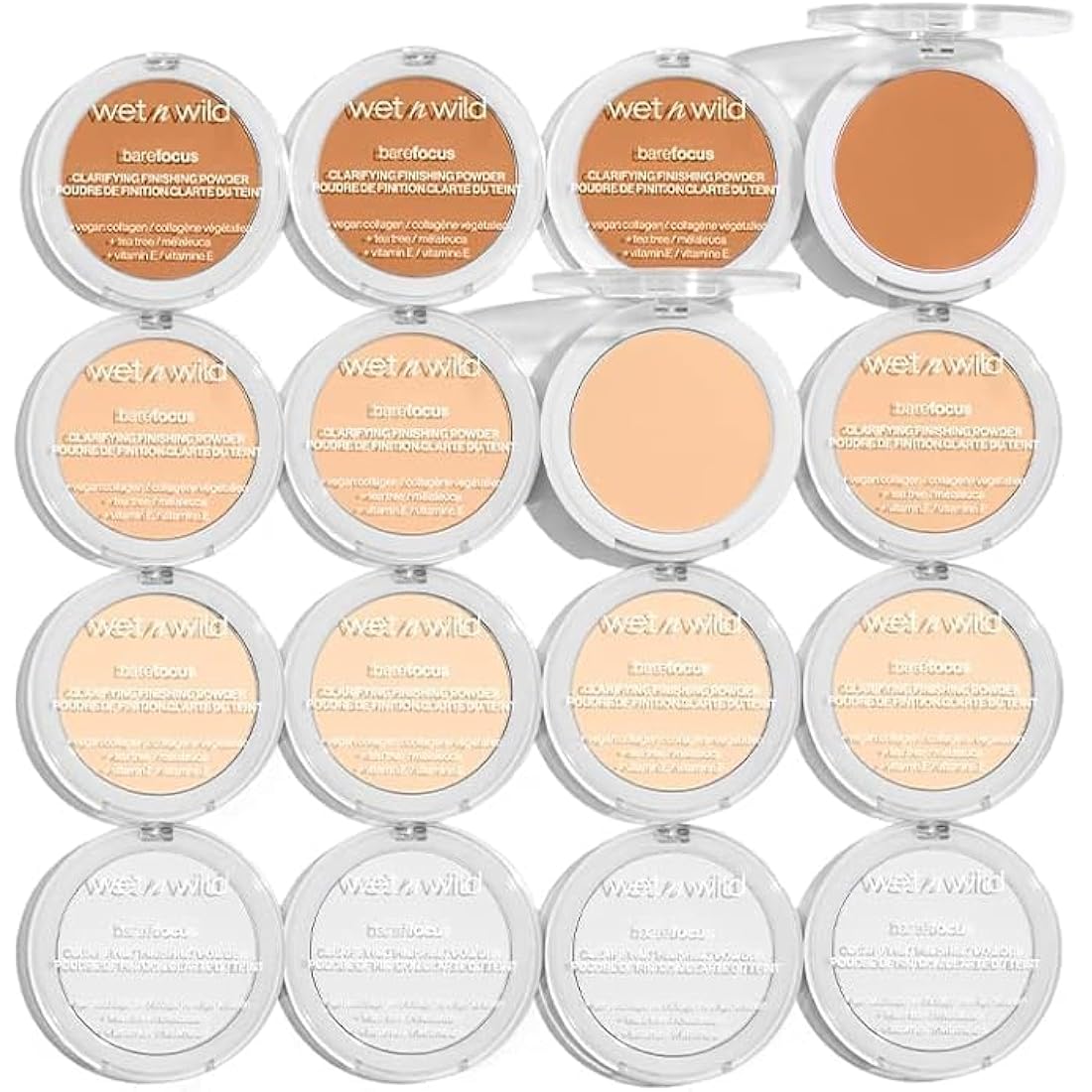 Wet n Wild, Bare Focus, Makeup Clarifying and Finishing Powder, Translucent and Matte for a Flawless Makeup Base, Long-Lasting, with Hyaluronic Acid and Vitamin E, for Medium/Tan Skin Tones