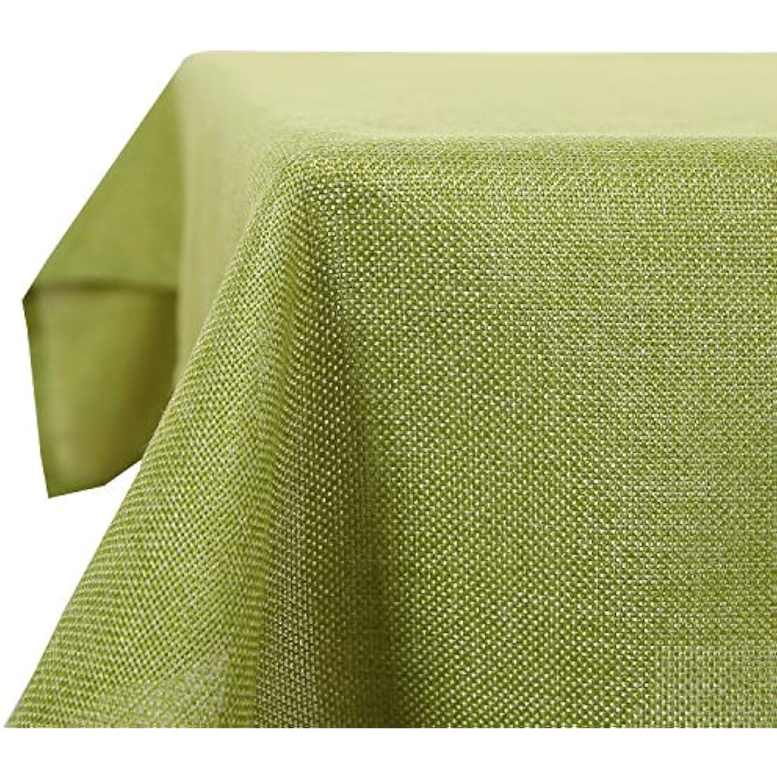 Deconovo Rectangle Fabric Table Cloth Faux Linen Table Cover Water Resistant Large Table Cloth for Garden Table 54x79in(137x200cm) Green