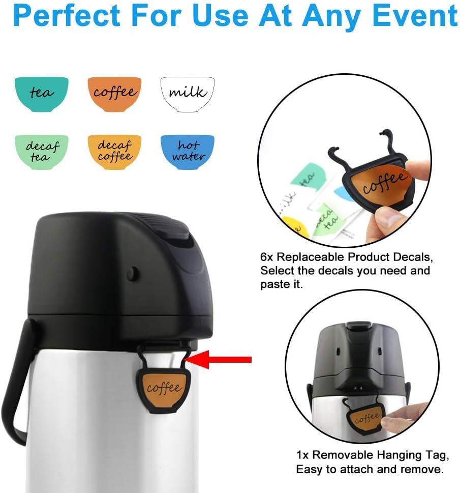 Airpot Coffee Carafe - TOMAKEIT Thermal Beverage Dispenser Insulated Pump Action Airpot for Hot/Cold Water (Lever Pump)