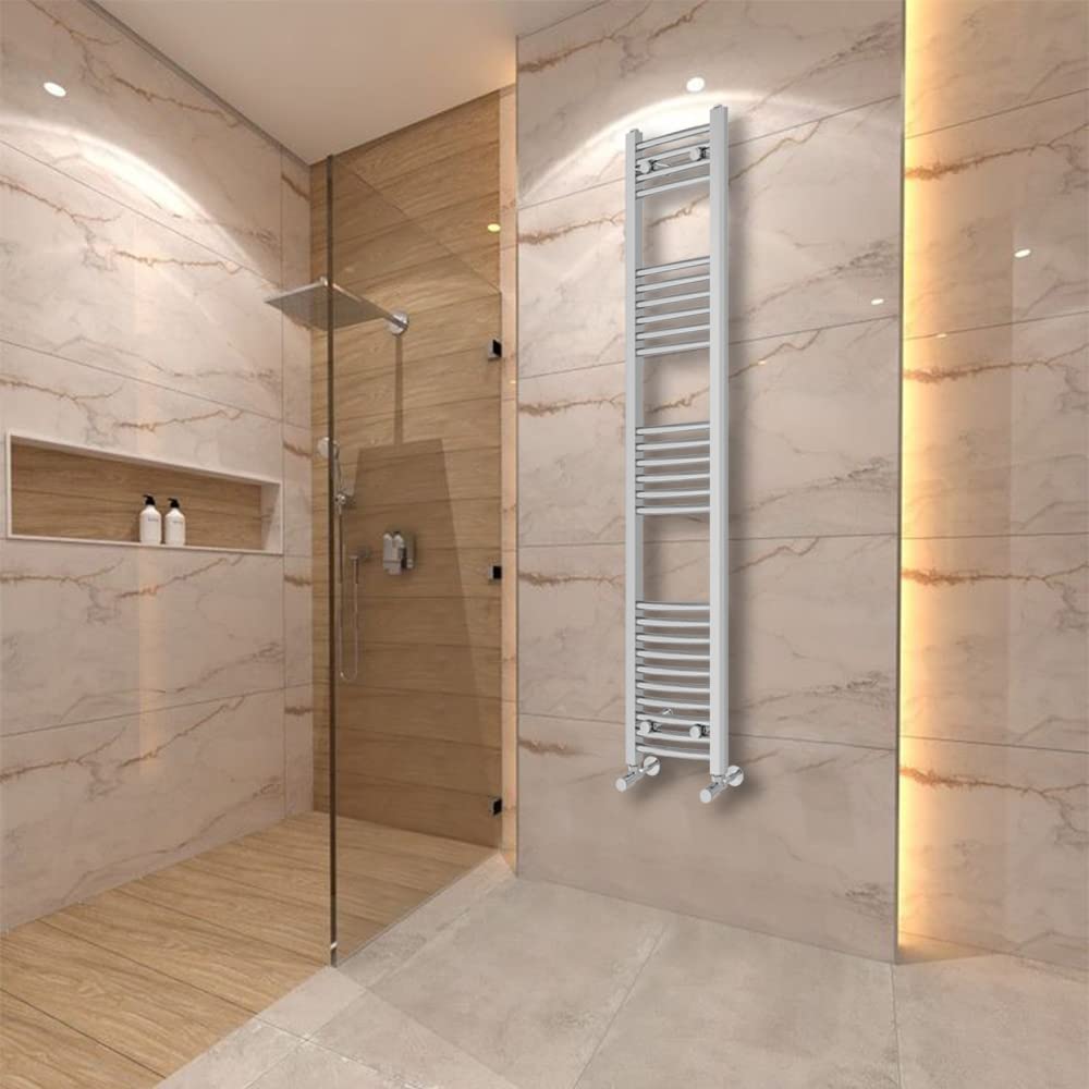 Warmehaus Curved Heated Towel Rail Radiator Ladder Chrome 1600x300mm