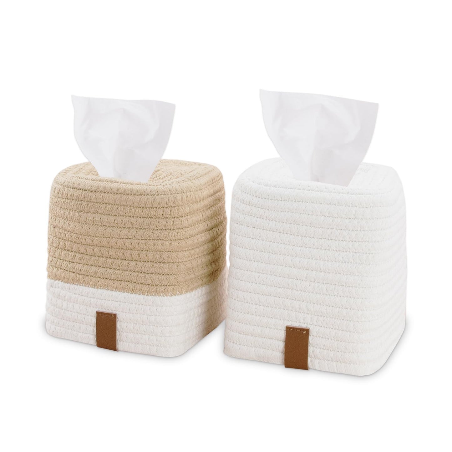 SHILIPAIJC 2pcs Cotton Tissue Box Holder, Square Tissue Box Cover