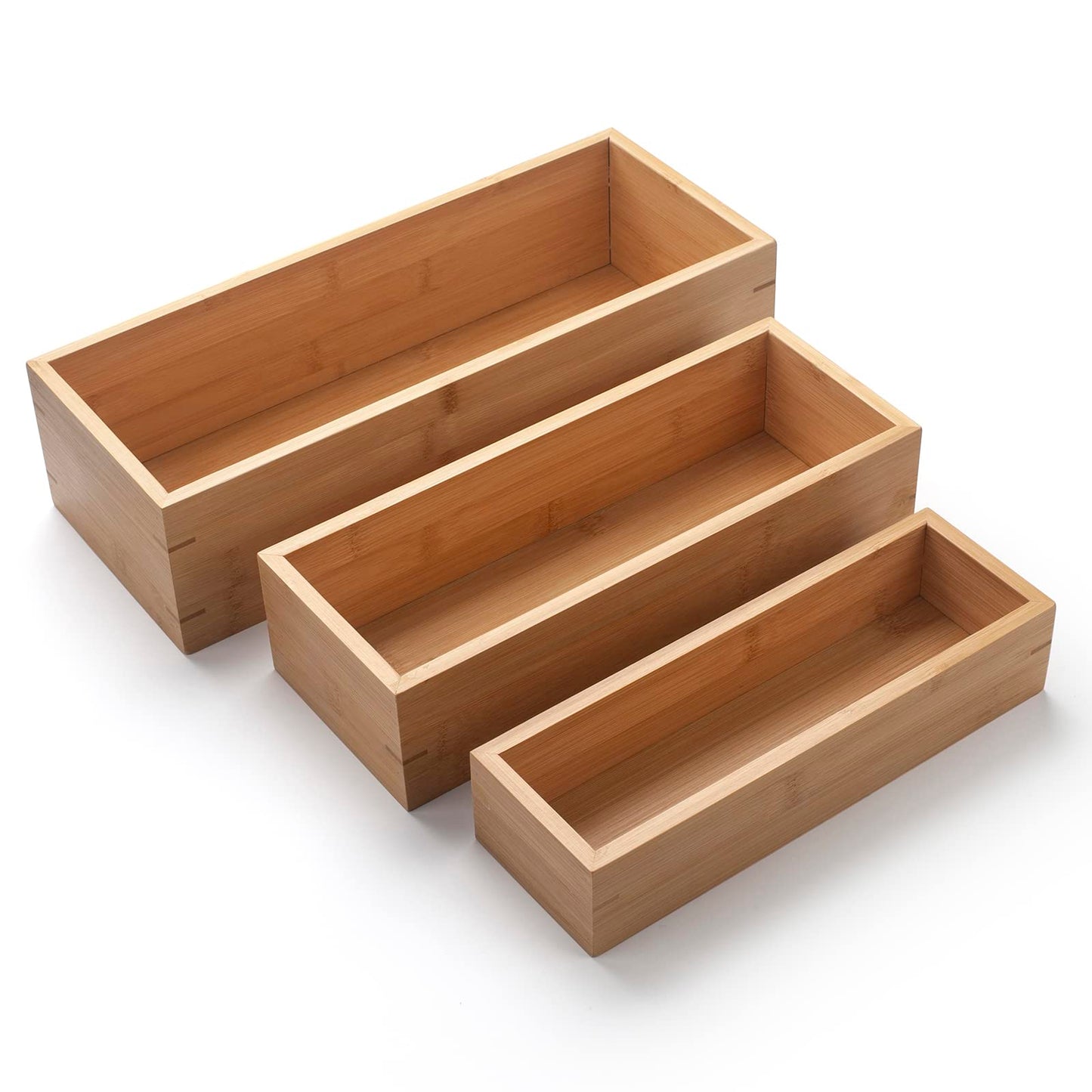 3Pcs Bamboo Bathroom Basket, Wood Bathroom Organizer Tray, Wooden Box for Bathroom, Kitchen Organizing