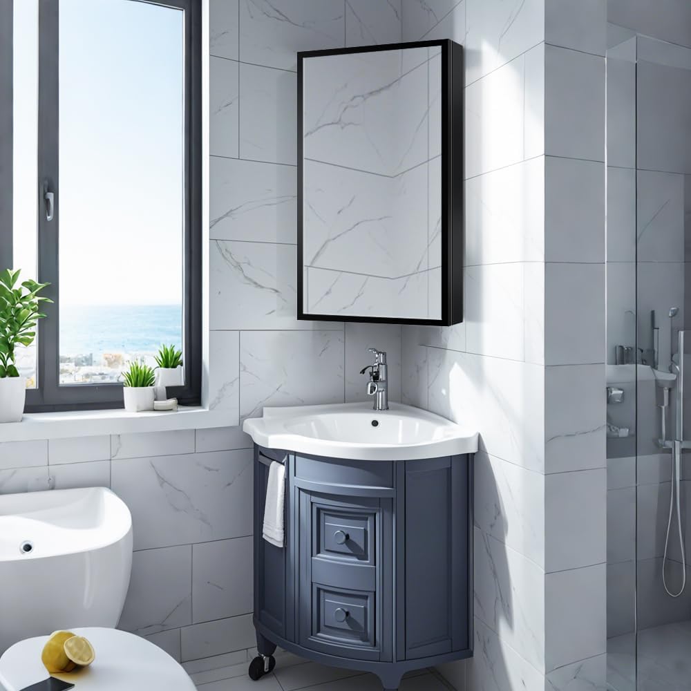 Janboe Corner Mirror Cabinet,35?70cm,Aluminum Framed,Powder Coating Cabinet