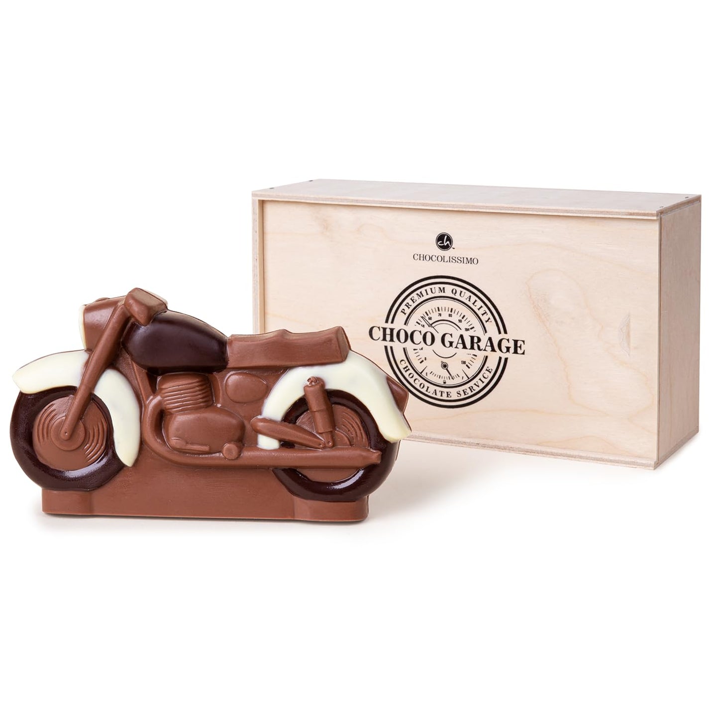 Chocolate motorbike in a wooden box | Present for bikers | Gift idea | Adult | Child | Woman | Man | Girl | Boy | Bike lovers | Birtday | Christmas |
