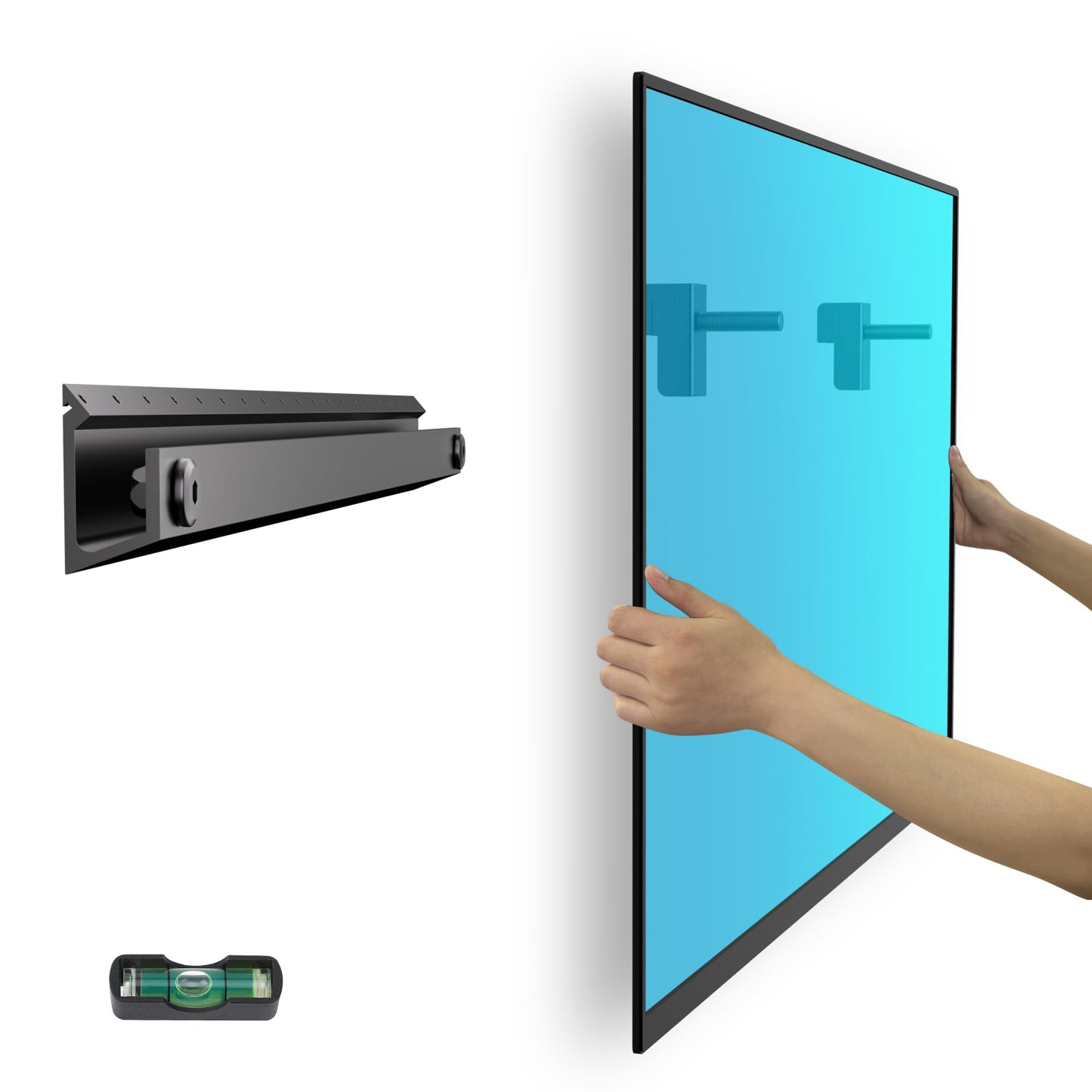 Aetubree No Drill TV Wall Mount, TV Brackets for 22-55 inch Flat Screen TVs Ultra Slim TV Wall Bracket Universal Hold Up to 45KG, Max VESA 400x400mm,