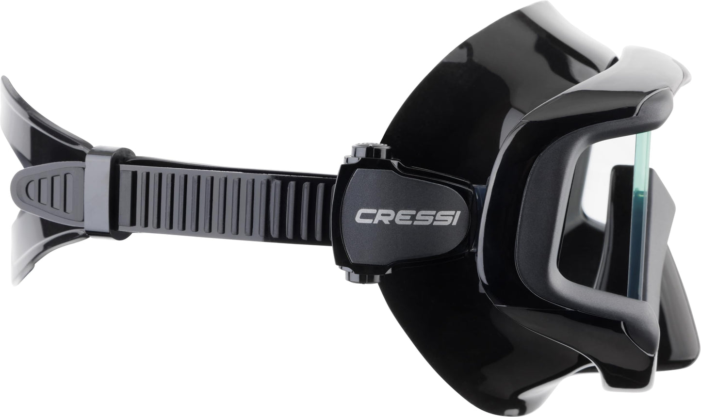 CRESSI Liberty Triside Mask - Panoramic 3 Glass Mask for Diving and Snorkelling, Black/Graphite, One Size, Unisex Adult