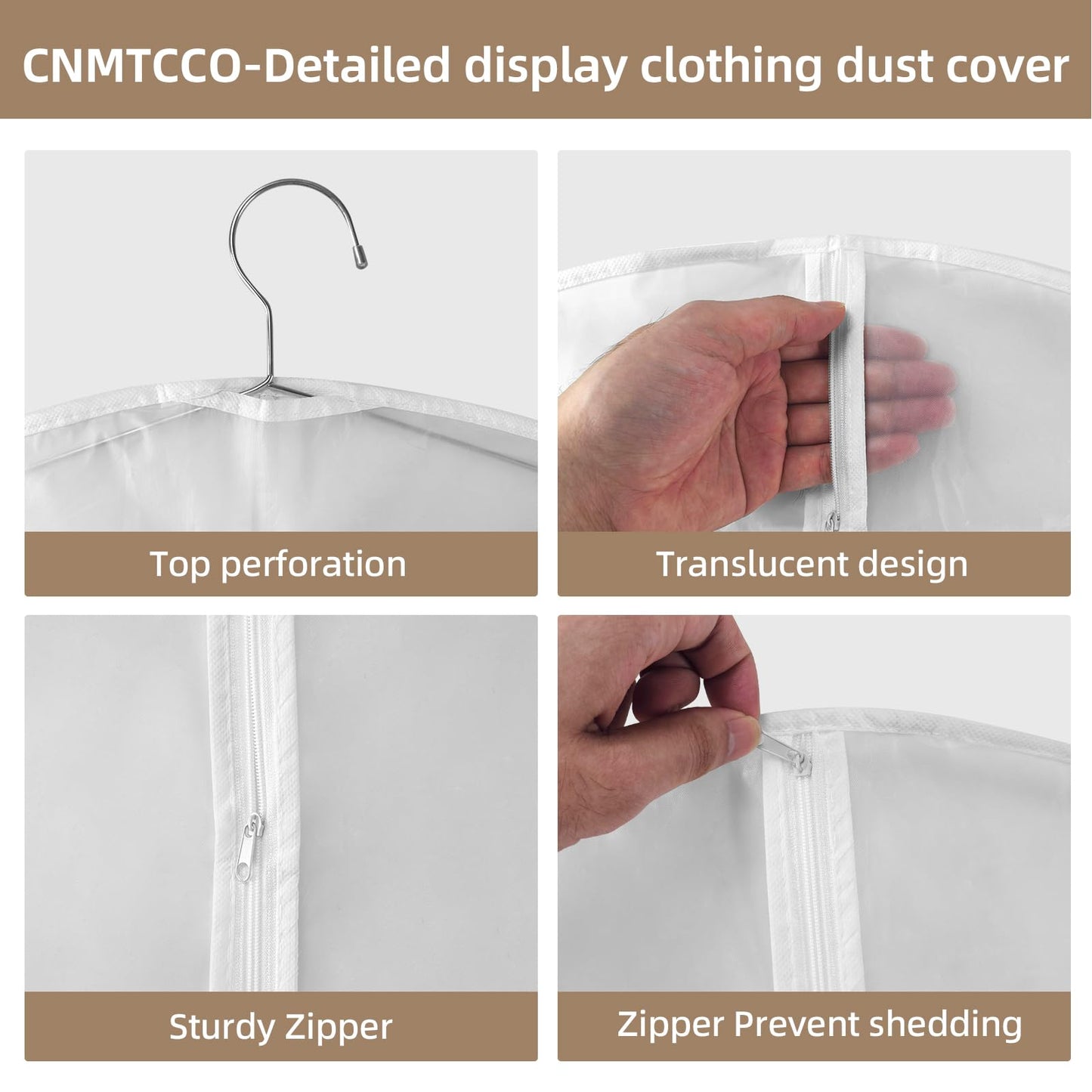CNMTCCO Transparent Dustproof Suit Covers Set of 6, Dustproof Rain Resistant Suitable for Storage and Protection of Dresses Jackets and Evening