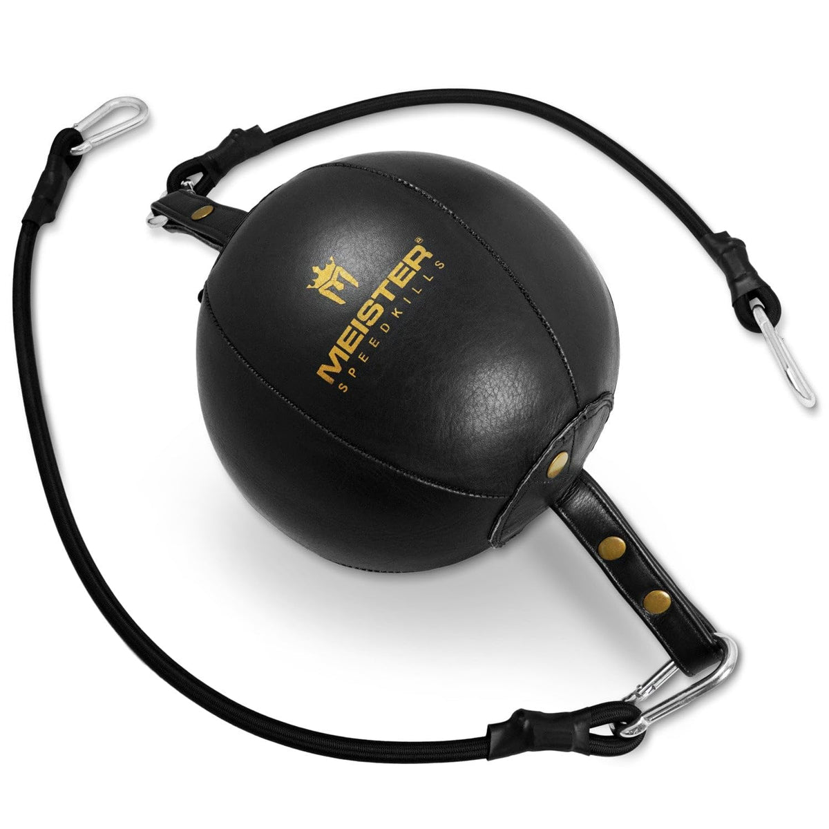 Meister SpeedKills Double-End Leather Speed Bag w/Bungees & Lightweight Latex Bladder - Black - Medium (7.0")