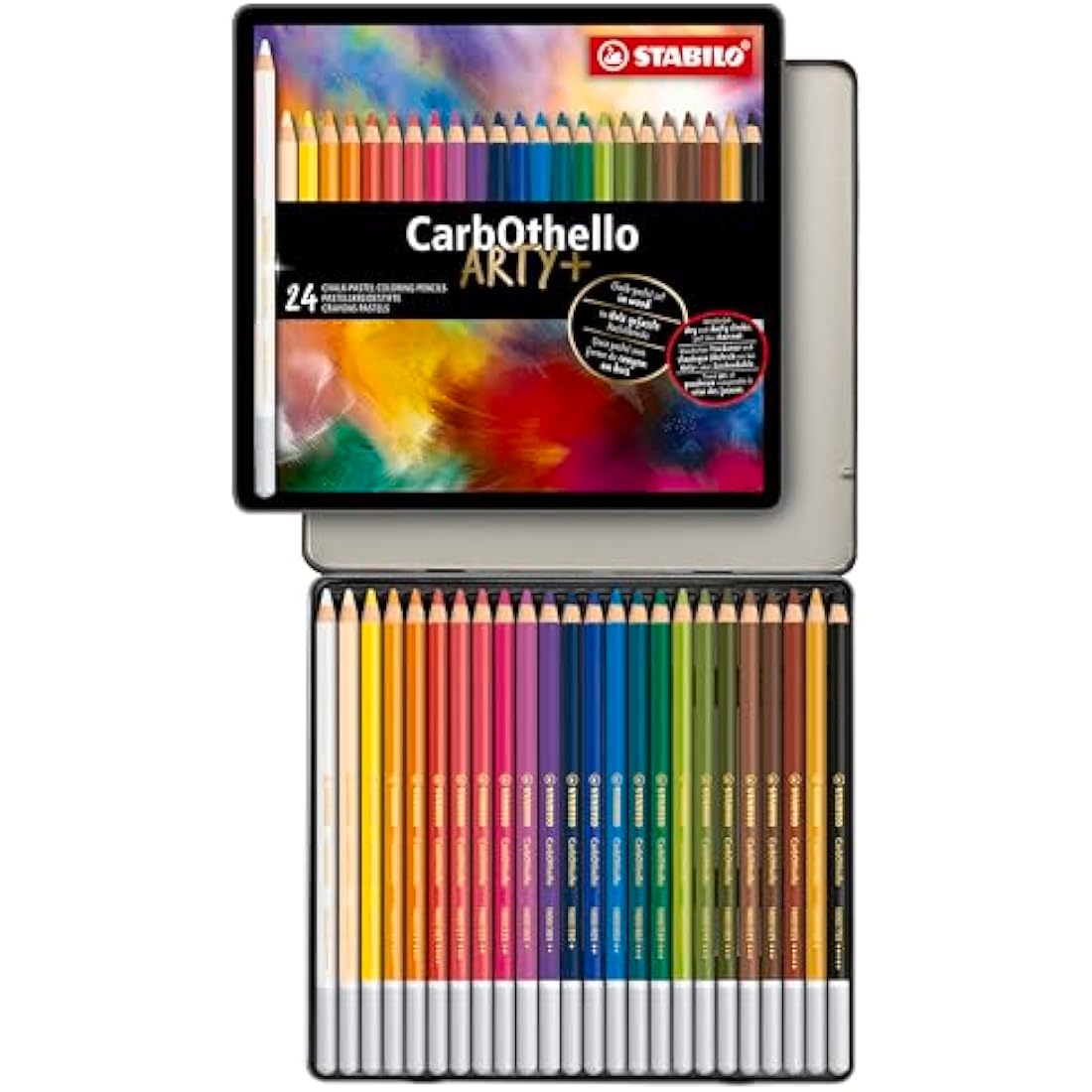 STABILO CarbOthello - Chalk-Pastel Pencil - ARTY+ - Tin of 24 - Assorted Colours