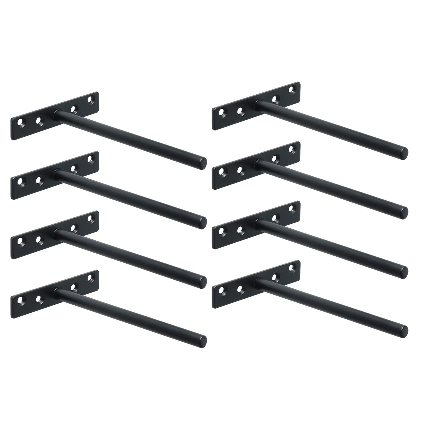 Sayayo Floating Shelf Bracket, Invisible Hidden Heavy Duty Shelf Support for Concealed Wood Shelves Wall Mounted, Metal Matte Black Finish, 8 pcs,