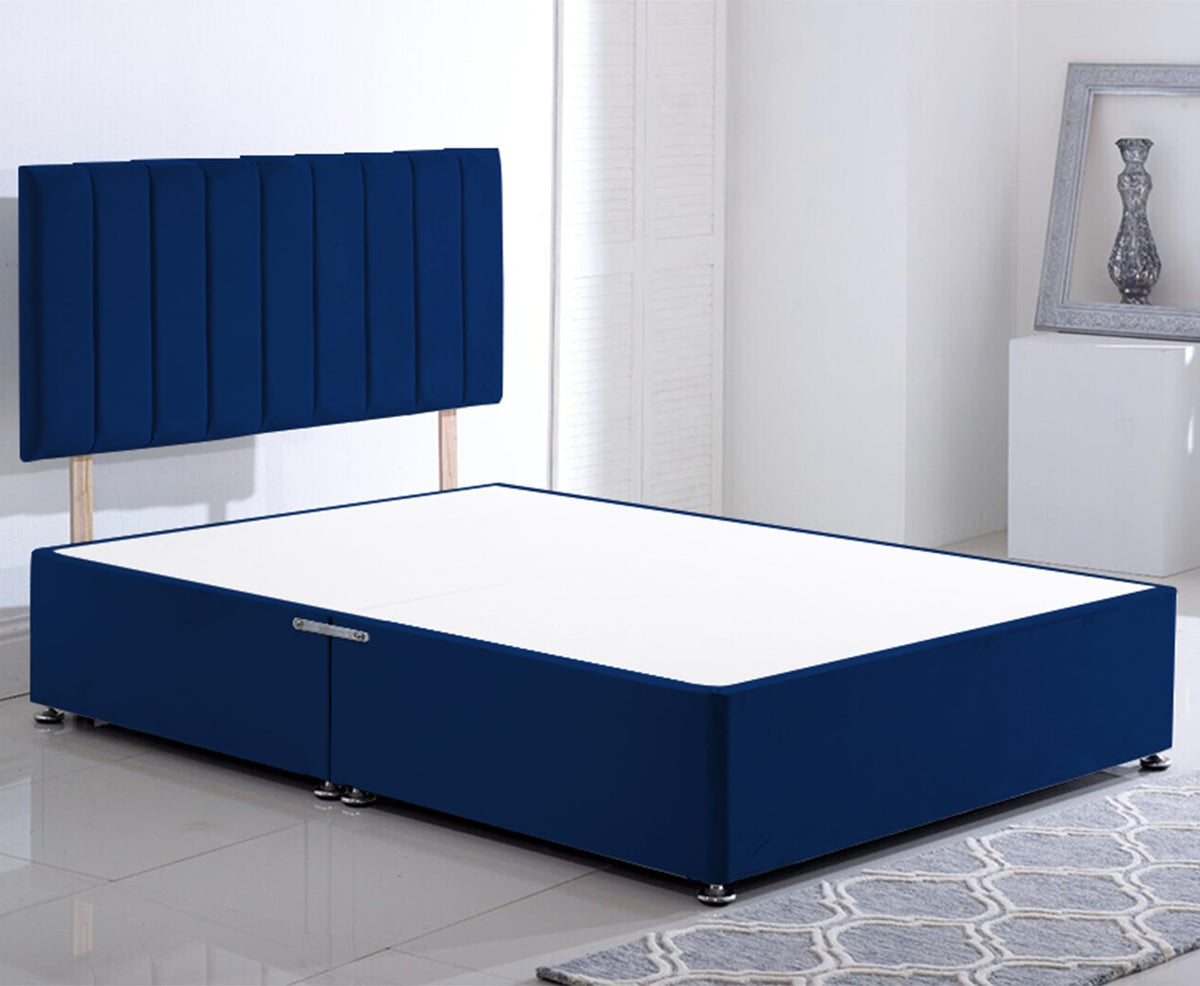 ComfoRest Small Double Divan Bed with No Drawers - 4FT - (Blue Plush) - Minimalist Frame for Compact Spaces - Reliable Design for Versatile Living