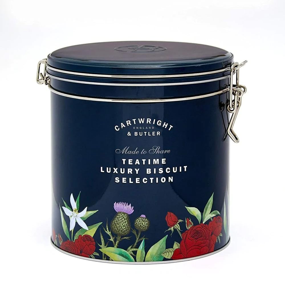 Cartwright & Butler Tea Time Luxury Biscuit Selection Barrel, Enriched with Buttery and Crumbly Classic Flavour, 580 g