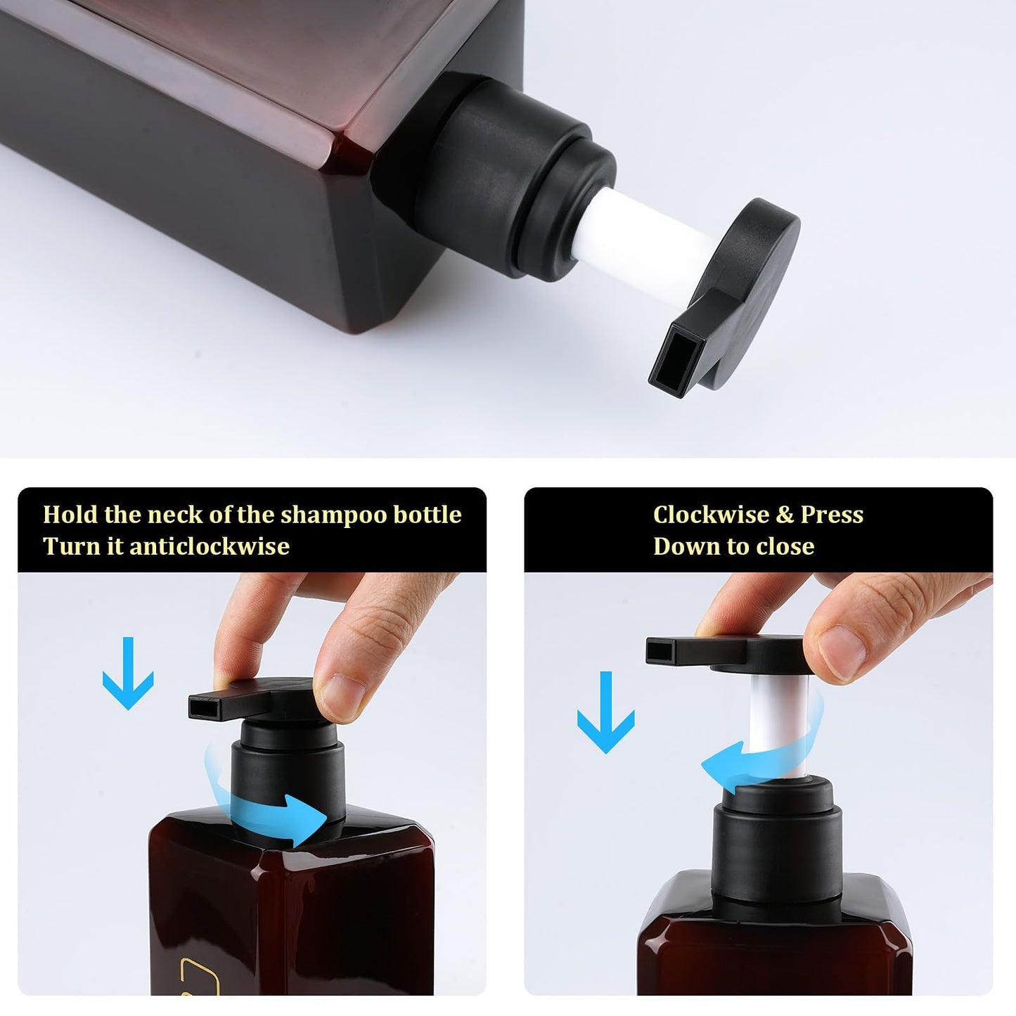 Hokretme Shampoo and Conditioner Dispenser 2 Pack 550ml Shower Soap Bottles Refillable Shampoo Pump Bottle Dispenser Plastic Empty Body Wash