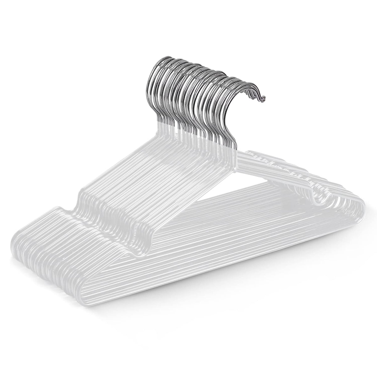 KEPLIN 20x Premium Rubber Coated Metal Hangers - Heavy Duty - Space Saving Organiser Clothes Hangers For Wardrobes Coat Rack Rails (White)