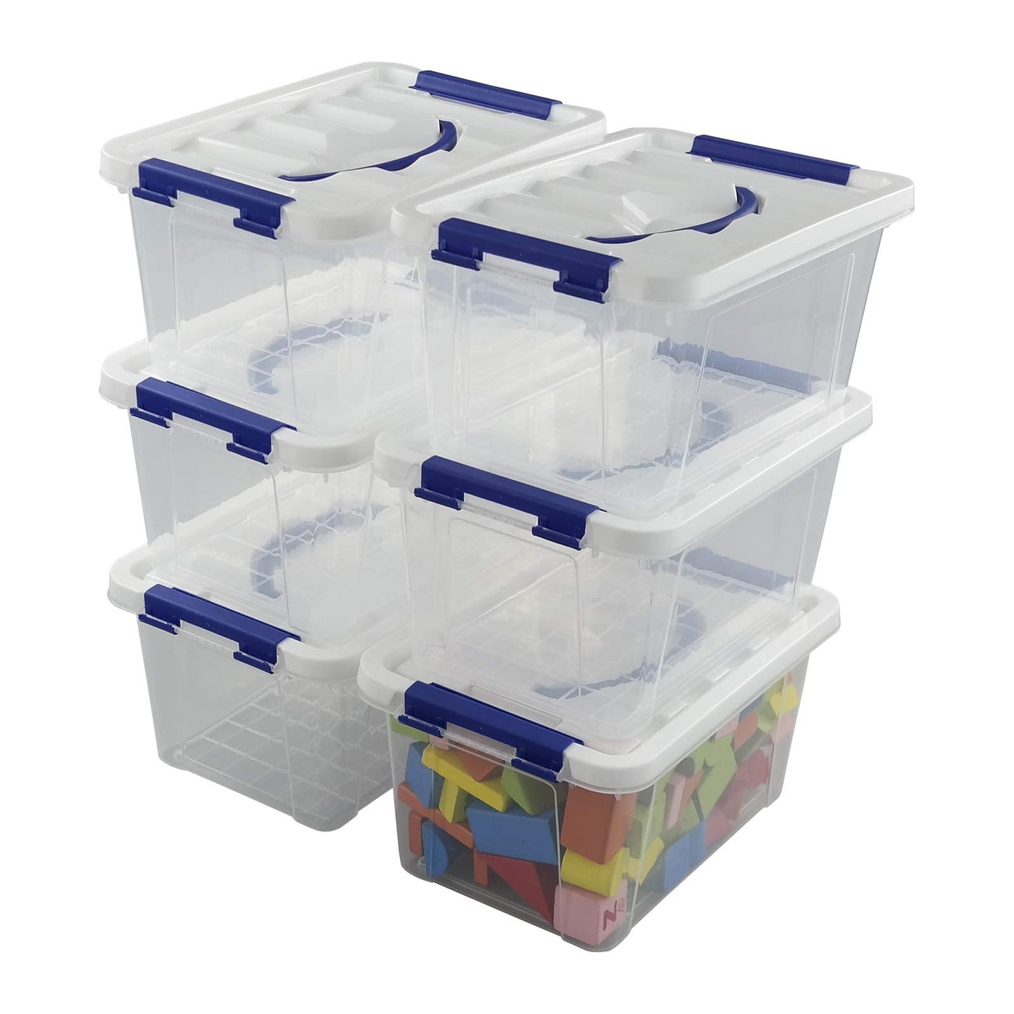 Dynko 6-pack 7 Liter Storage Boxes with Lid, Plastic Lidded Storage Box Bin