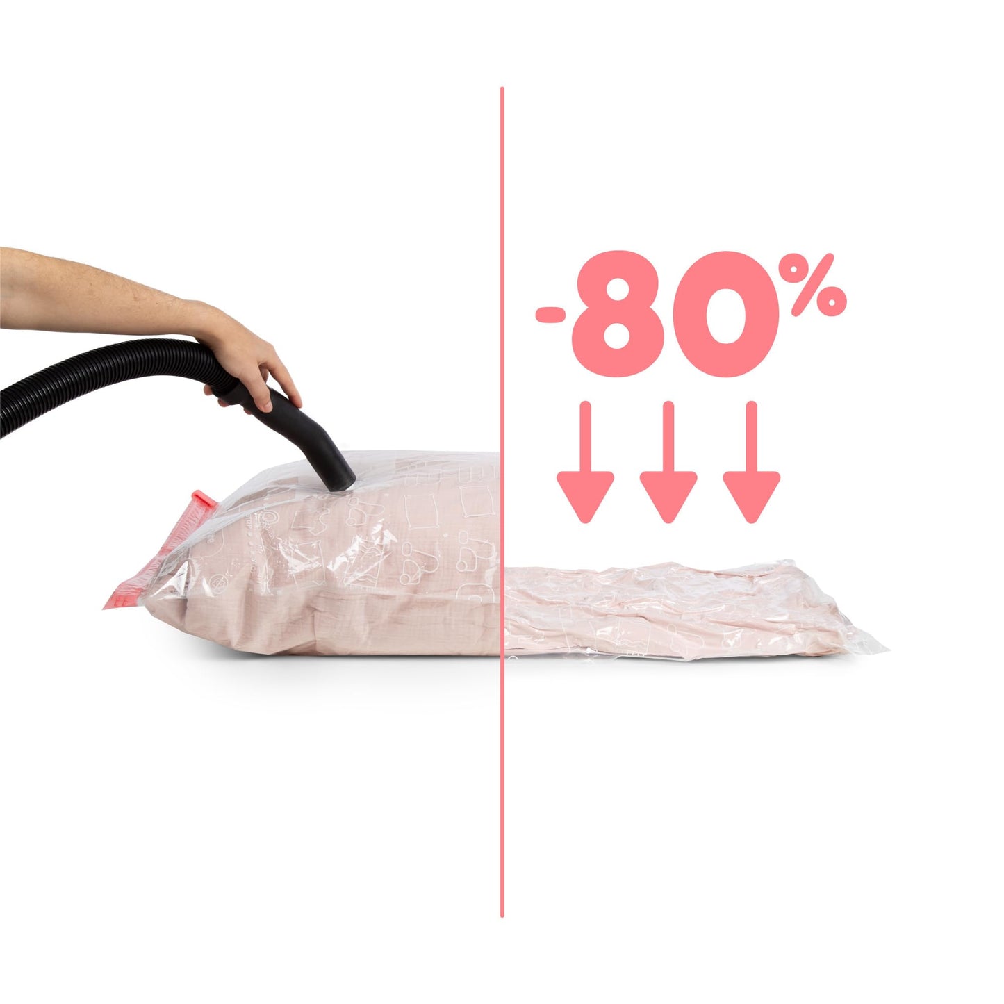 Compactor Aspispace Set of 3 Vacuum Compression Bags | Sizes: 2 M, 1 L | Transparent, Recyclable Material | Sku: RAN4127