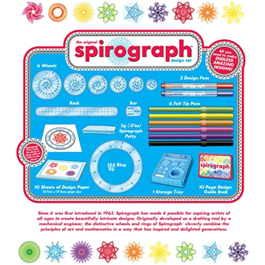 Spirograph Design Set | Create Amazing Endless Designs | 30 Pieces Set Including Precision Parts, Pens & Spiro-Putty | Creative Arts & Crafts Activity | for Ages 8+