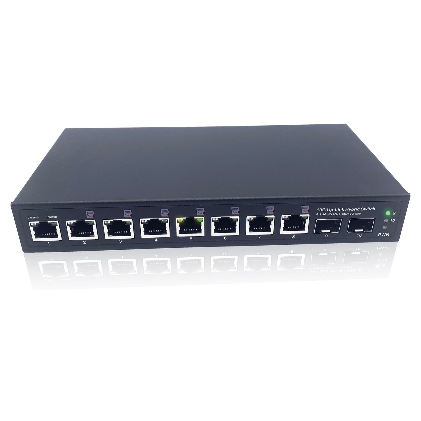 Elfcam? - 10Gb Fiber Switch Compatible with Freebox Ultra, with 2 10G SFP+ Ports and 8 Ports 2.5G RJ45 PoE, Plug & Play Unmanaged (2 Ports 10Gb SFP+
