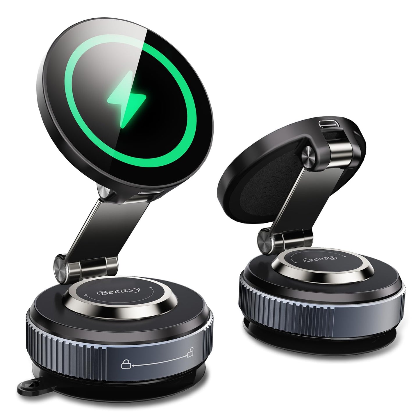 Beeasy for Magsafe Car Mount Charger, [Vacuum Suction Cup] 360? Adjustable 15W Fast Charging Magnetic Wireless Car Charger for Dashboard, Magnetic Car