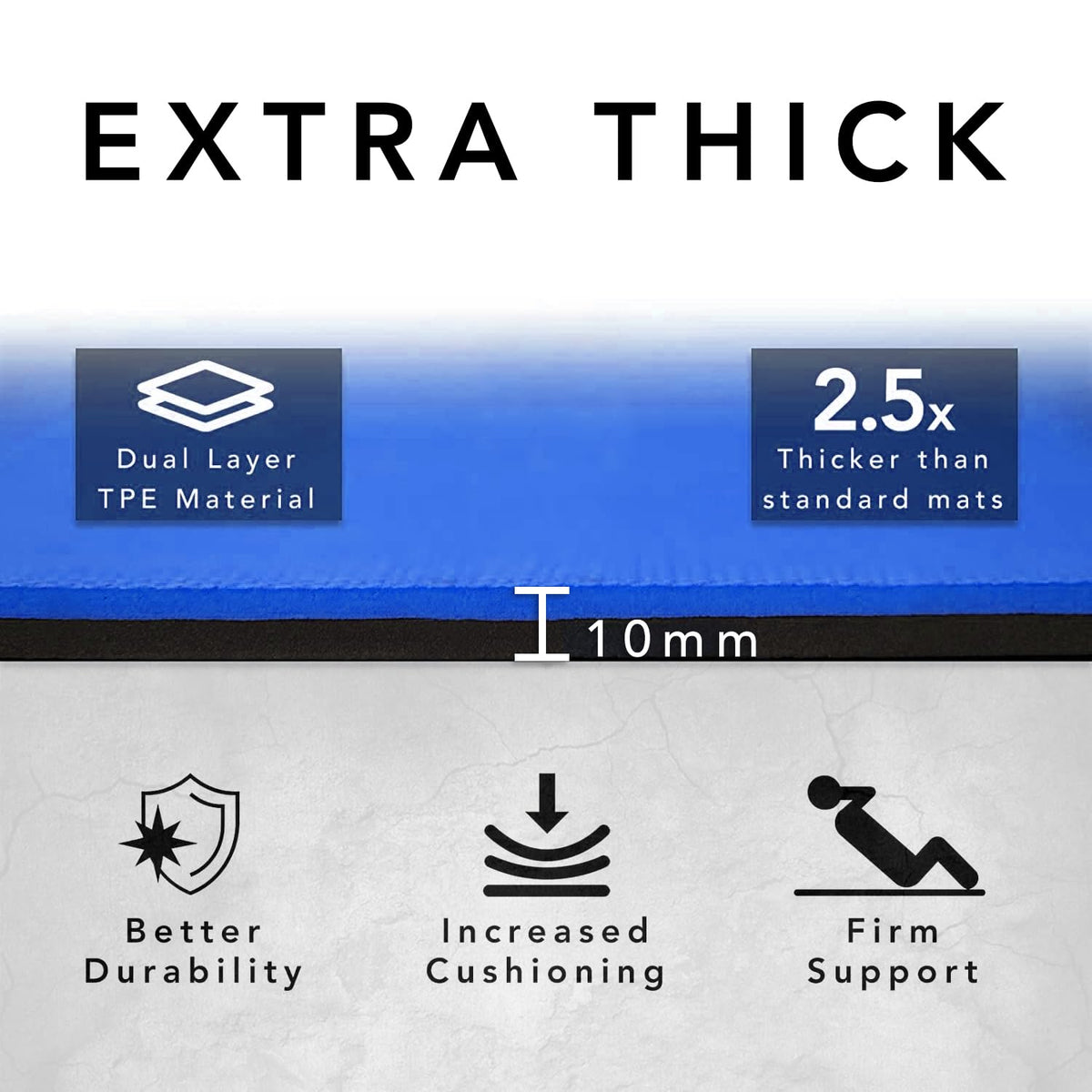 Large Exercise Mat  Extra Wide & Extra Thick Yoga Mat (183cm x 80cm x 10mm), TPE Fitness Mat with Free Carry Straps, Perfect for HiiT Home Workouts &