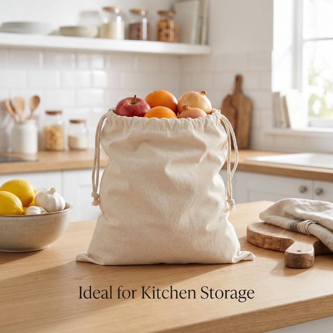 IMFAA Sack Drawstring Cotton Canvas Bags – Reusable, Eco-Friendly Storage & Laundry Bags for Clothes, Travel, Toys & Gifts (5, X-Large(50x75) Cm)