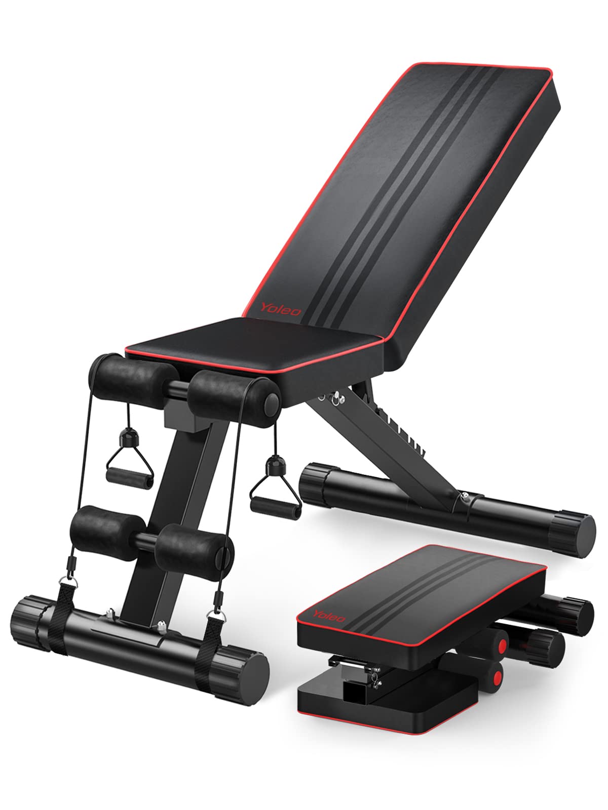 YOLEO Adjustable Weight Bench, 330lbs 7 Level Foldable Workout Bench Incline/Decline Utility Exercise Bench Ab Bench for Home Training Weight lifting