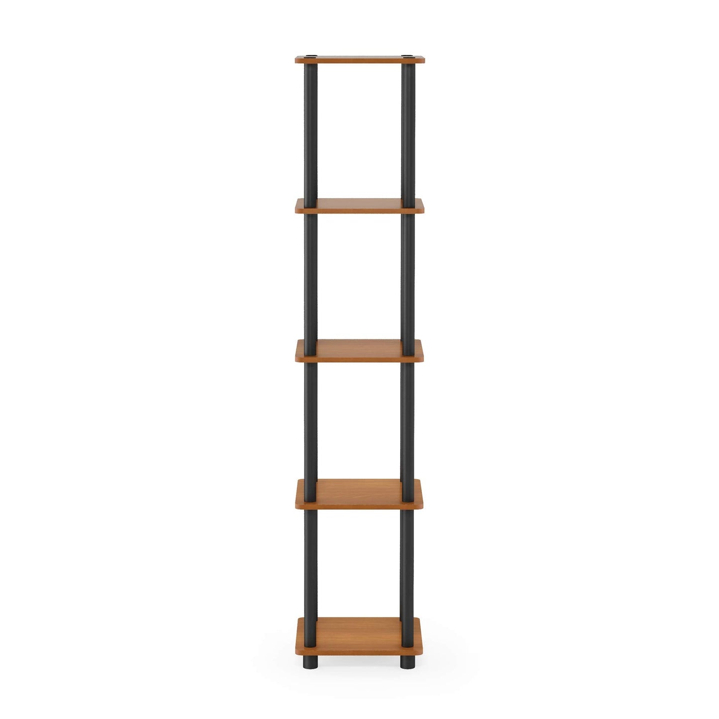 Furinno TURN-N-TUBE Storage Shelves, 5-Tier Square Book Shelf, Corner Shelf, Toolless Open Shelves, Round Tubes, for Organization and Storage