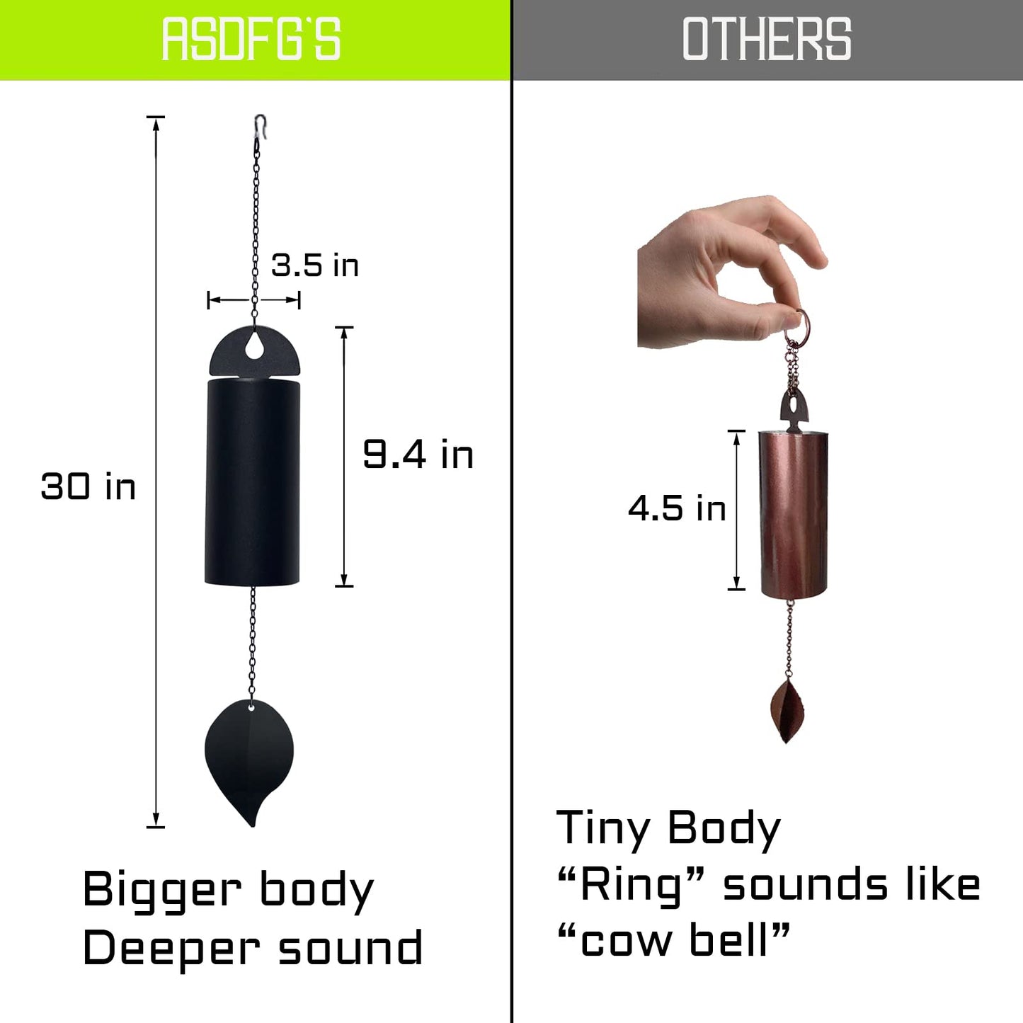Deep Resonance Serenity Large Wind Chimes for Outside - Low Pitch 528 Hz Wind Bell - 30 inch (Large)