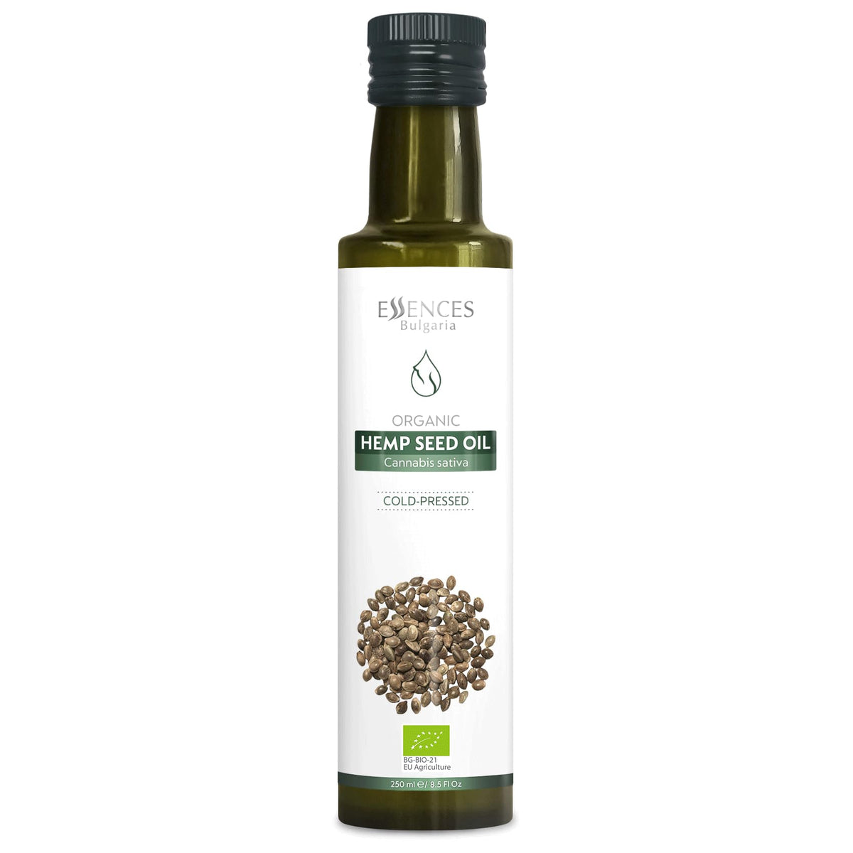 Essences Bulgaria Organic Hemp Seed Oil 250ml | 100% Natural Cold-Pressed Oil | Extra Premium Quality | Rich in Omegas | Dips | Salads | No Additives
