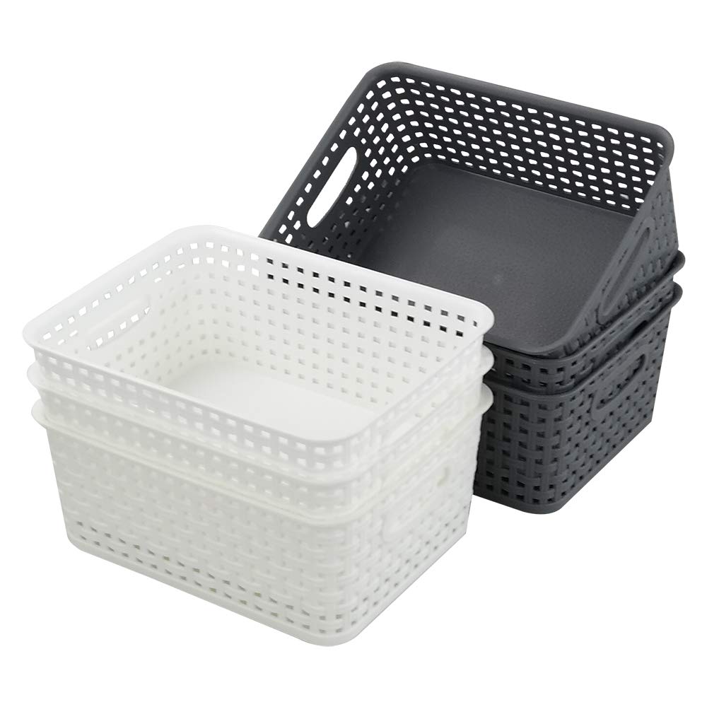 Rinboat Plastic Weave Storage Basket, Pack of 6