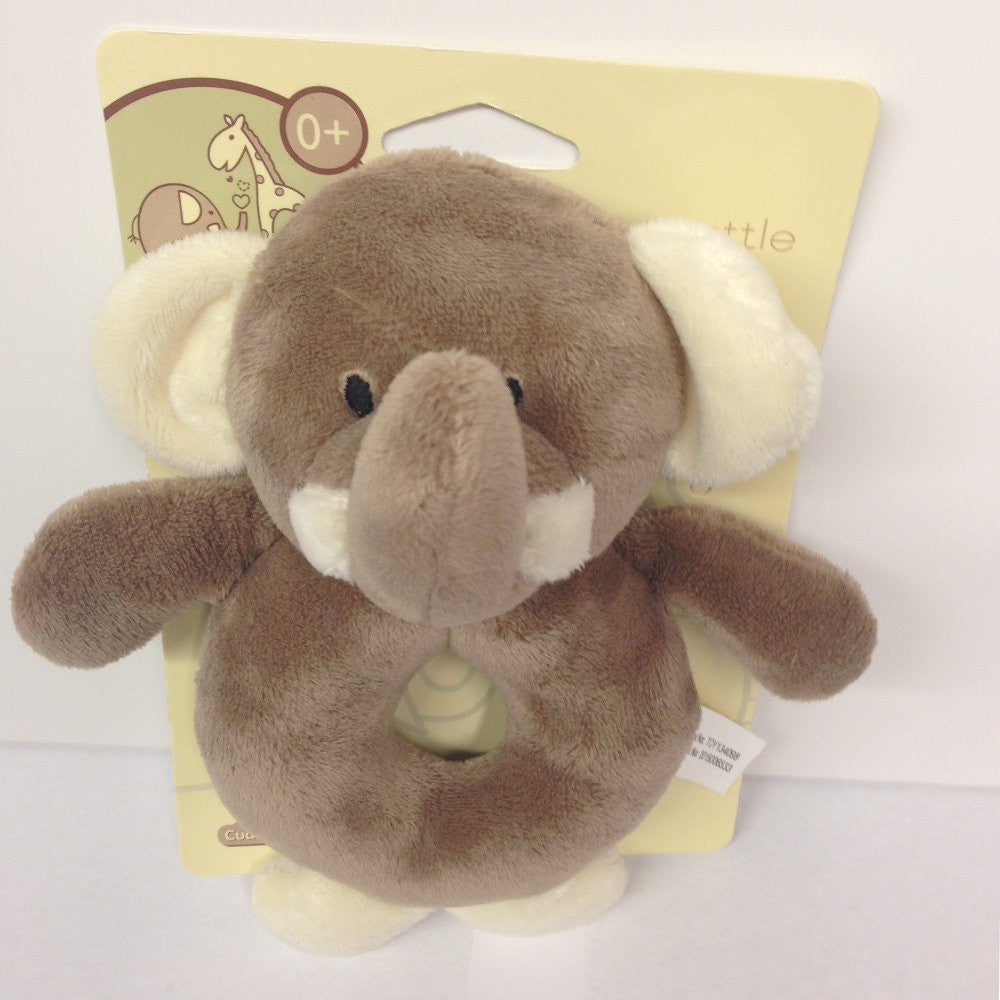 Elli & Raff Plush Ring Rattle (Pair) Elephant & Giraffe