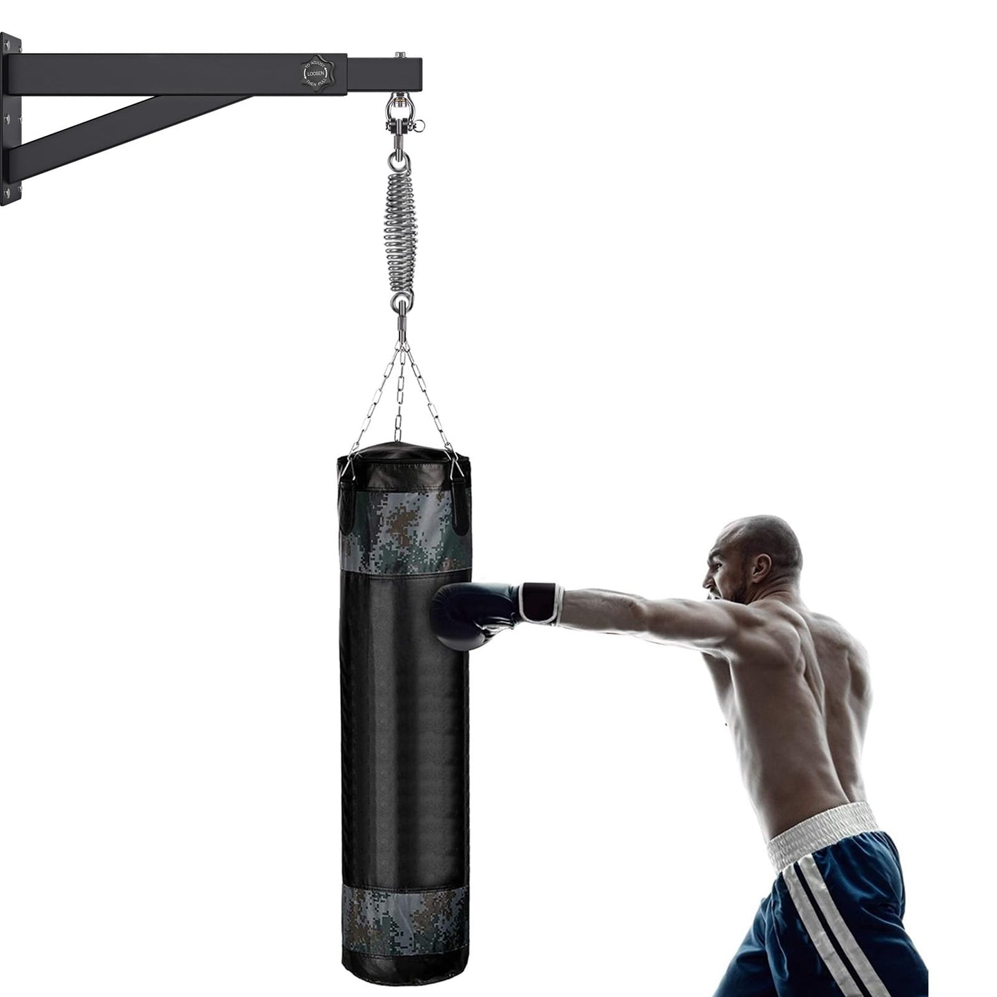 BeneLabel Punch Bag Bracket, Boxing Bag Wall Stand Frame Heavy Duty Speed Bag Hanger Silent Rotation with Adjustable 44-64cm Length for Boxing