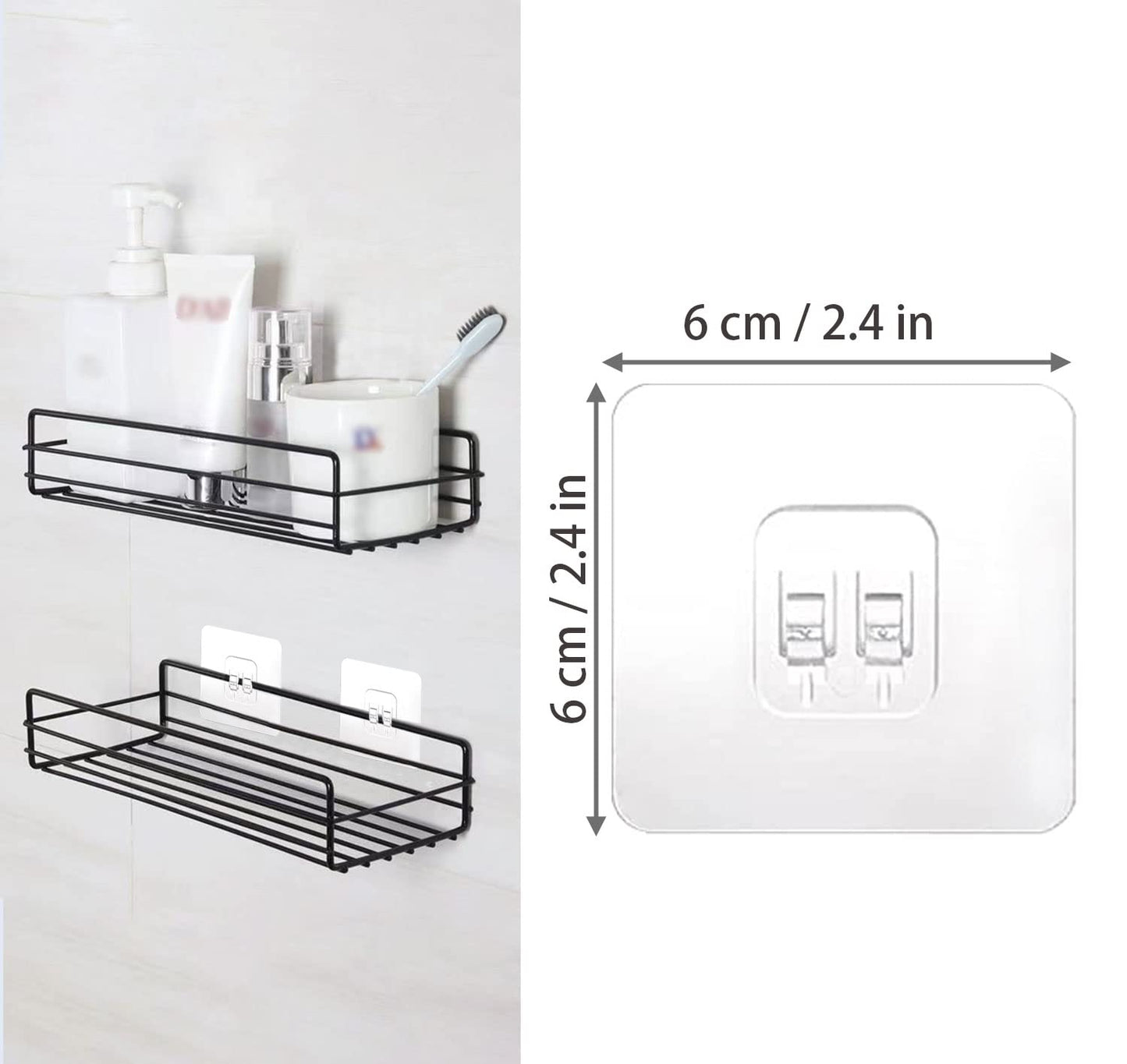 SUBTAVIK 12 Pcs Shower Caddy Adhesive Hooks Replacement, Corner Shower Caddy Adhesive Sticker Hooks Transparent Sticky Hooks for Bathroom Kitchen