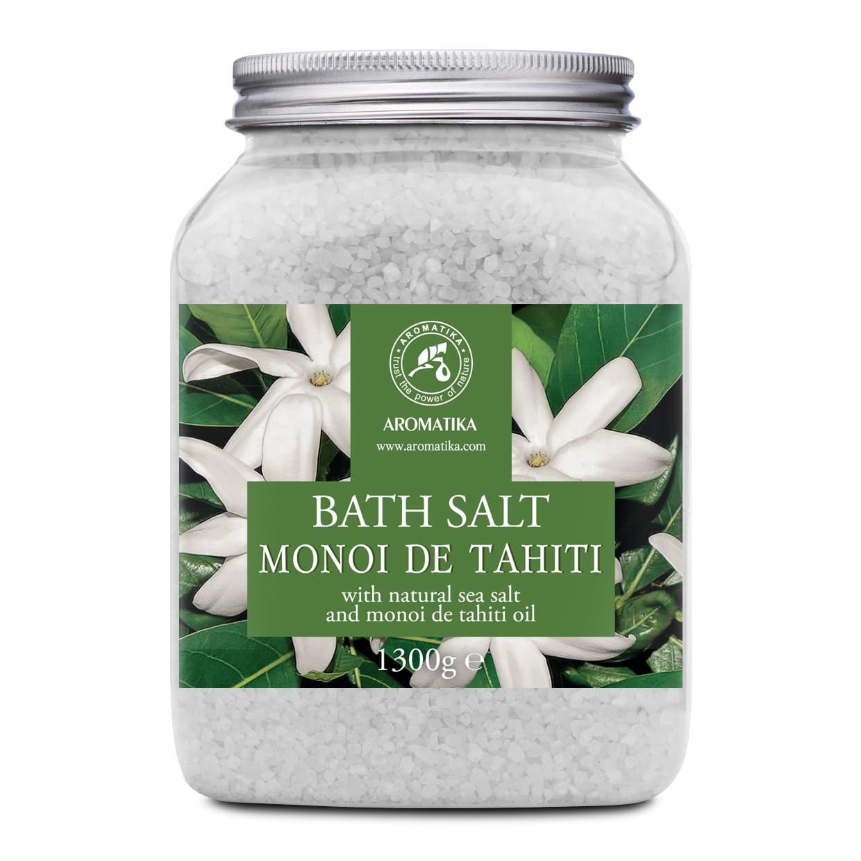 Bath Sea Salt Monoi de Tahiti 1300g - Bath Salts with Coconut Oil and Gardenia Flowers Extract - Bath Soak - Relaxing Bath - Good Sleep - Aromatherapy