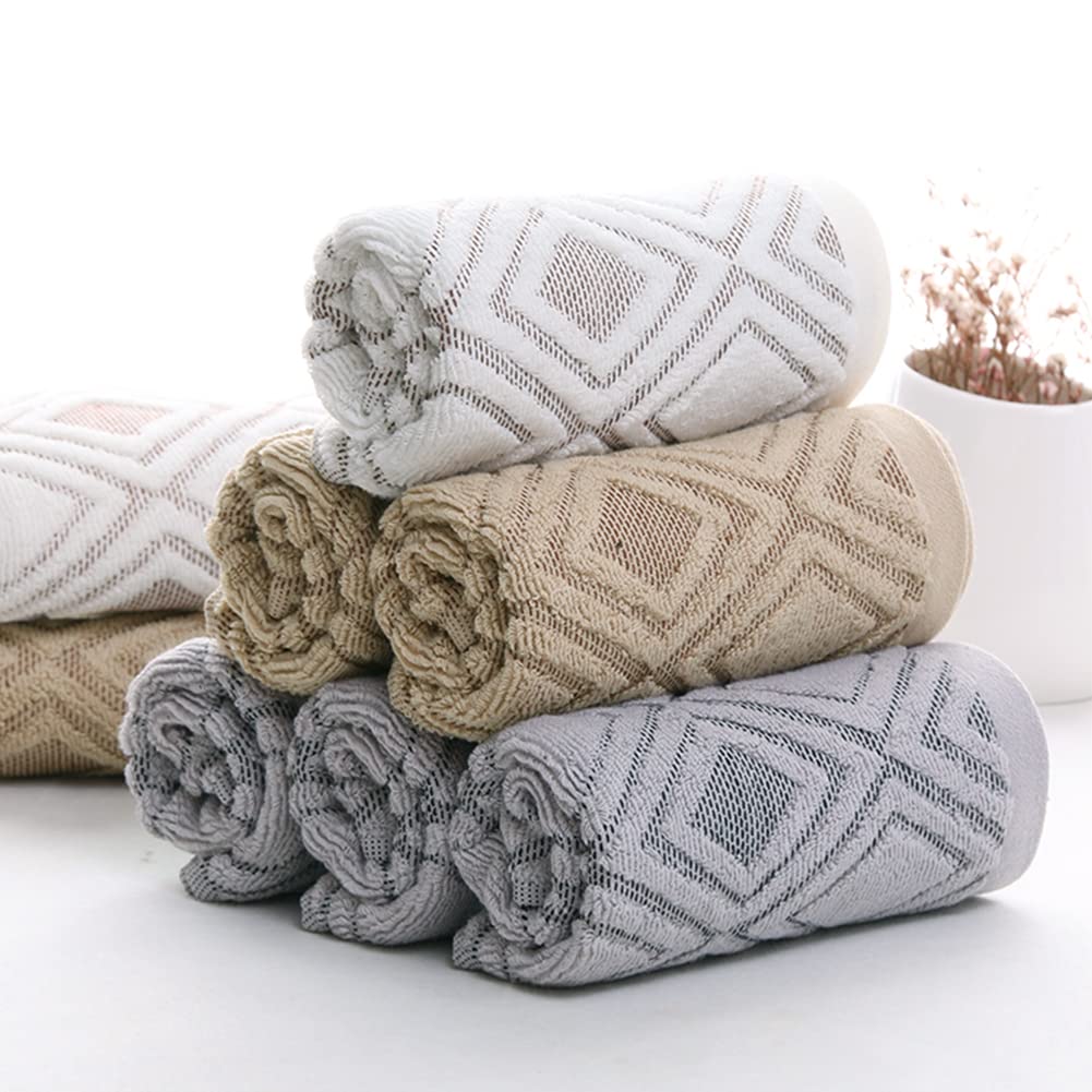 Pidada Hand Towels Set of 4 Diamond Pattern 100% Cotton Absorbent Soft Decorative Towel for Bathroom (Gray)