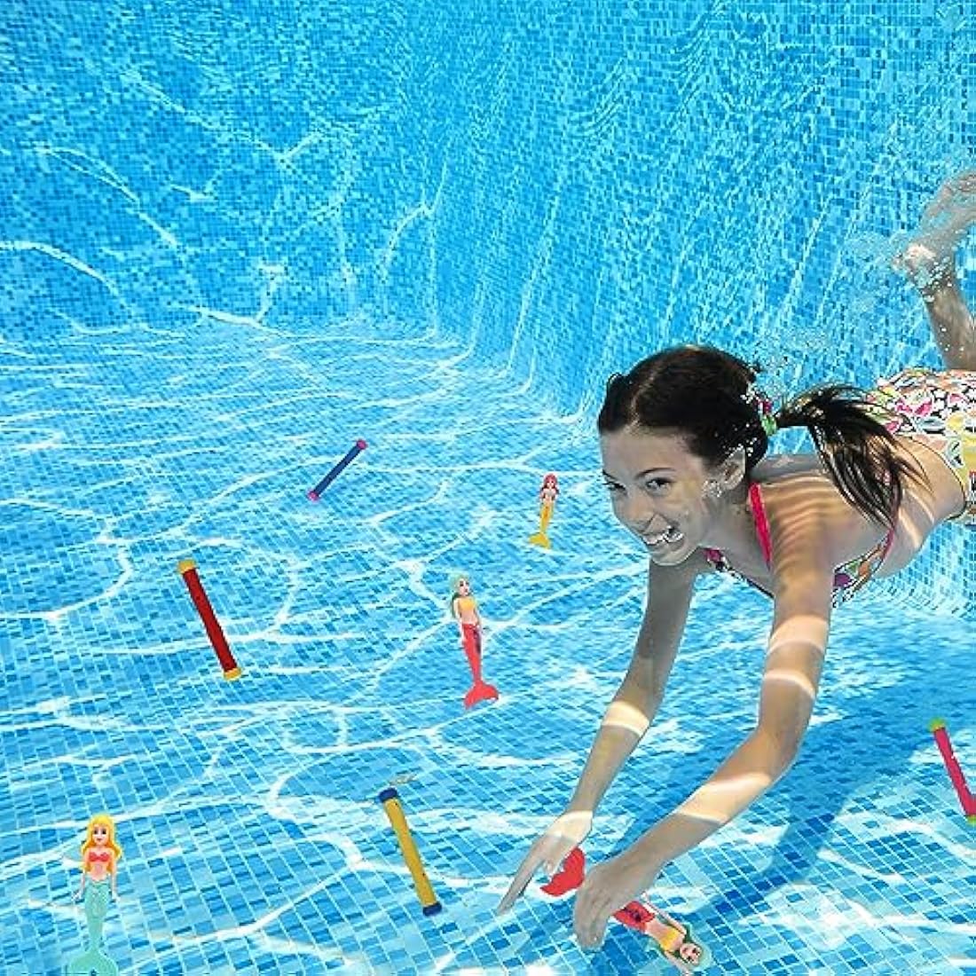 TOPWAYS Pool Diving Toy Set 8 Diving Mermaids Diving Torpedoes Swimming Underwater Pool Training Toys Diving Games Training Children's Gifts