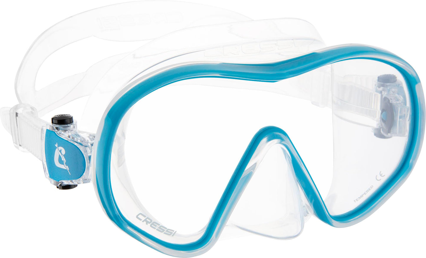 CRESSI F-Dual + Supernova Dry Combo - Unisex Diving Mask F-Dual rimless and Dry Snorkel for Snorkelling and Scuba Diving, Colour Clear/Blue, One Size