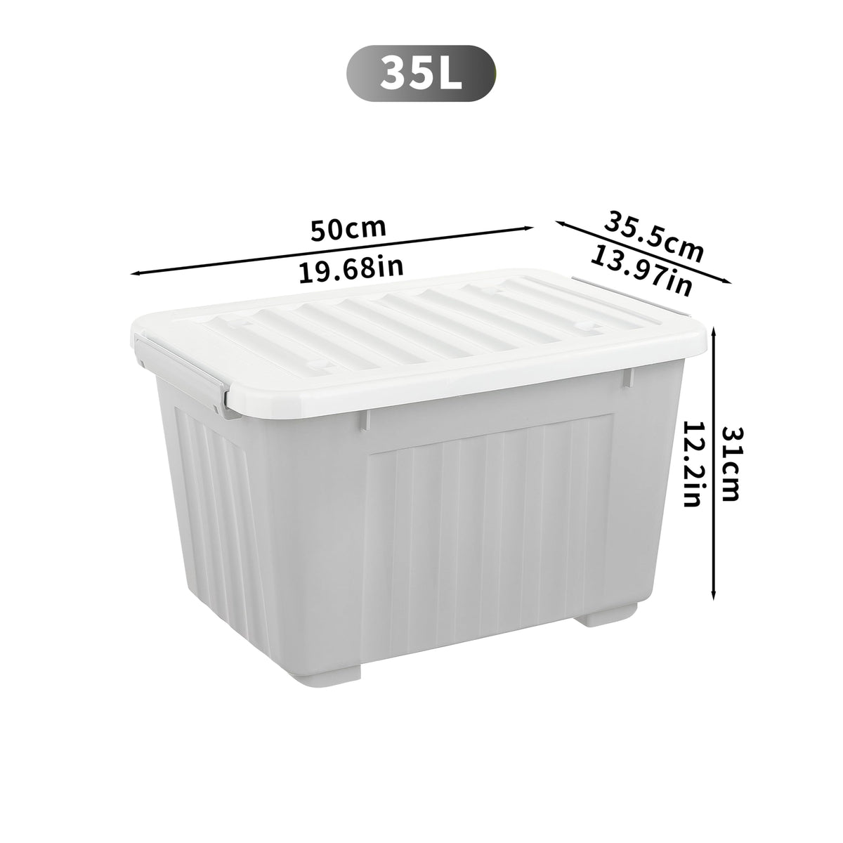 Cetomo 35L*3 Storage Boxes with Lids, Plastic Storage Box with Wheels and Secure Side Latches, Stackable & Nestable Organizer for Home, Office