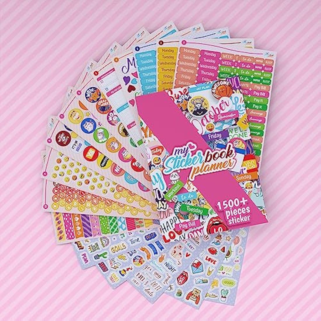 colortouch Sticker Set - 2500+ Pcs Monthly, Weekly, Daily Stickers - 32 Sheets Journal Sitckers Album for Planner, Organizer, Calendar, Album, Journal, Daily, Notebook, Bullet Journal, Homework