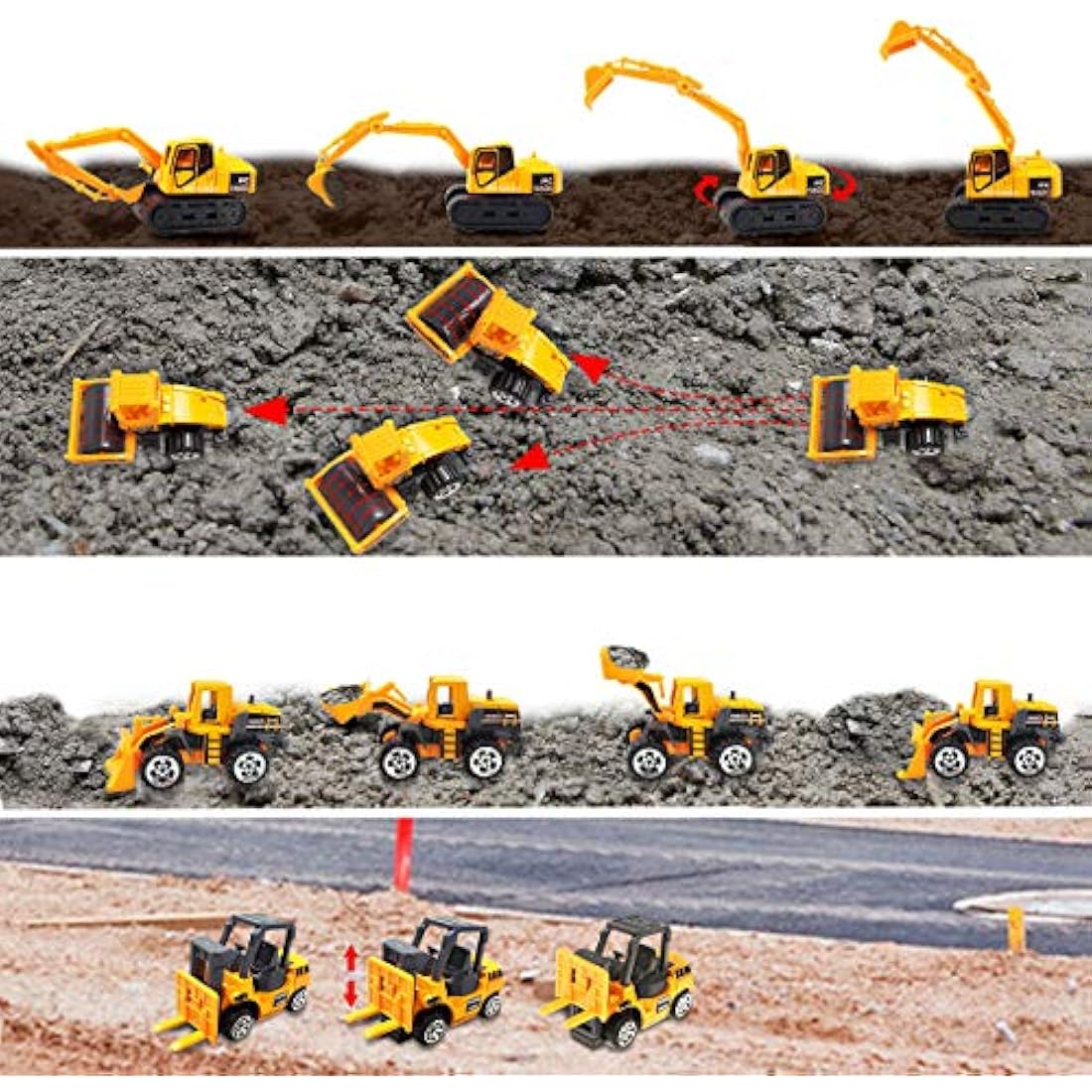 Coolplay Mini Construction Vehicles Kids Little Truck Cars Toy Pack Roller Bulldozers Forklift Excavator Asphalt Car Dump Set for Kids