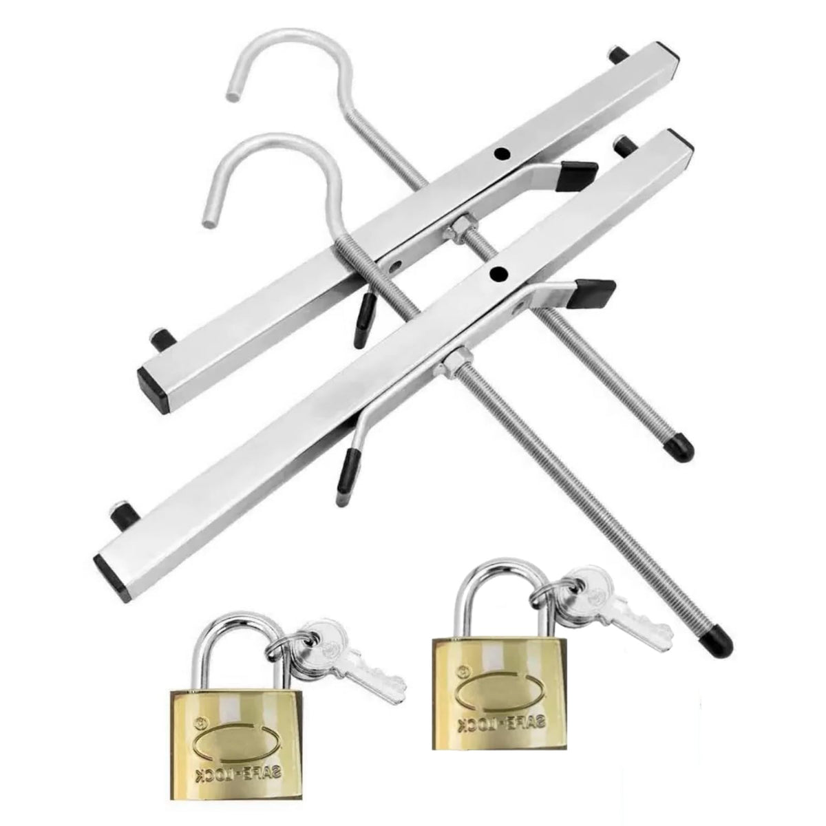2 Lockable Ladder Grips Set | Ladder Roof Rack Clamps, Heavy Duty Ladder Roof Rack Clamp Clamps Lock, with 2 Padlocks, Roof Rack Van Ladder Mounts 43