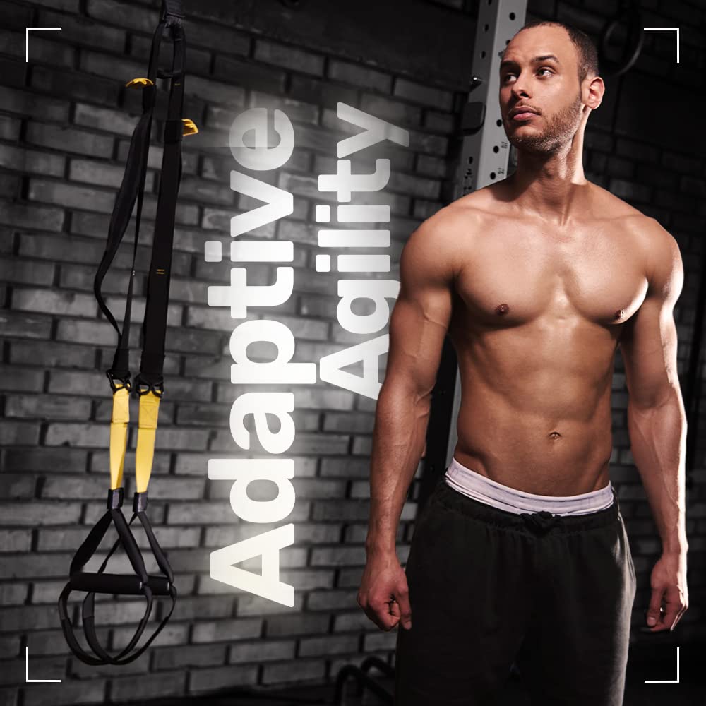 THYSOL? Suspension Trainer Pro Xtreme Straps | Sling Trainer Set with Adjustable Door Anchor | Fitness Home Workouts - Suitable for Travelling and for