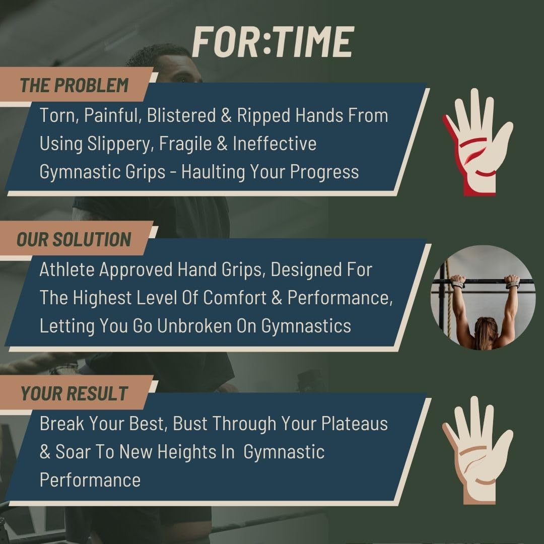 FOR:TIME FITNESS GAME DAY GRIPS - Hand Grips for CrossFit and Gymnastics Workouts - Ultra Sticky Carbon Fibre Hand Protection with Wrist Support - Gym