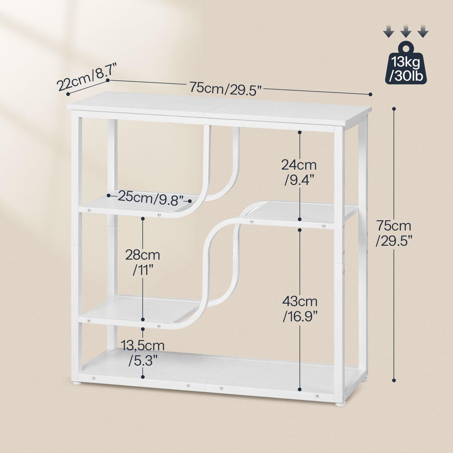 HOOBRO 4-Tier Slim Console Table for Hallway, Narrow Hallway Table with Storage Shelves, Behind Sofa Table for Small Space, living Rooms, Entryway