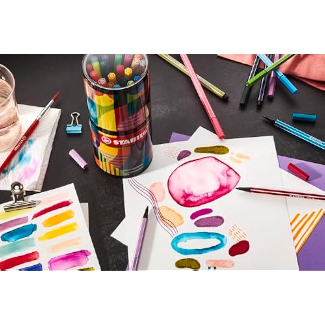 STABILO Pen 68 - Premium Fibre-Tip Pen - ARTY - Tin of 45 - Assorted Colours