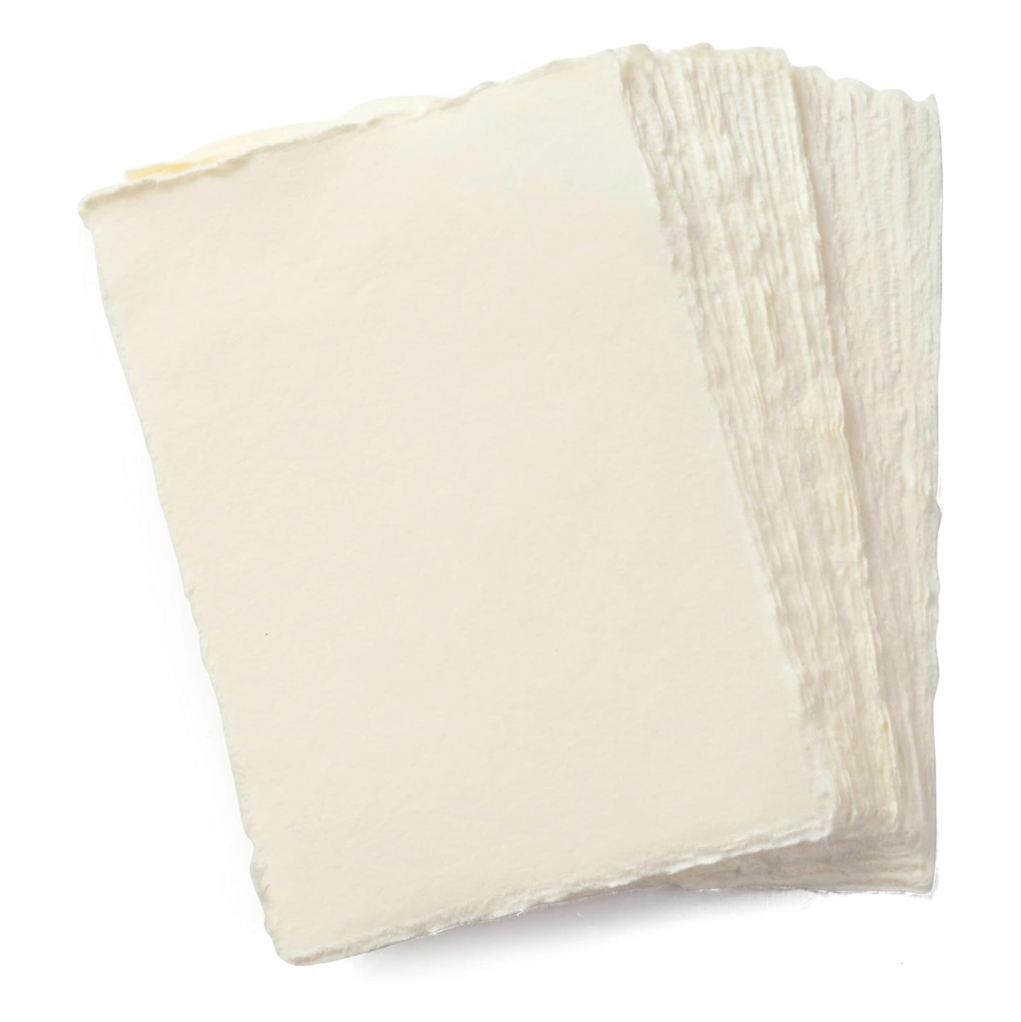 Wanderings Handmade A5 Cream Mixed Media Paper with Deckle Edge - 21x15 cm - 150 GSM -Colored Cold Press Textured Paper Made with Recycled Cotton for