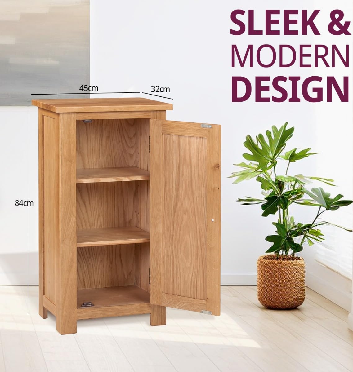 Hallowood Furniture Waverly Oak Small Cupboard with 2 Adjustable Shelves