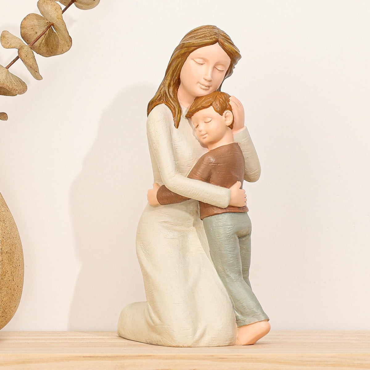 Carracci Mother and Son Figurines, Sculpted Hand-Painted Mom and Son Statues Gifts for Mothers Day Anniversary Birthday