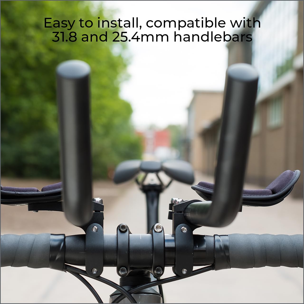 BBB Cycling AeroMax Aluminium Tri Bars | J-bend Aerobars for Road Bikes | Multi-adjustable PU Arm Pads | Compatible with 25.4/31.8 mm Bike Handlebars